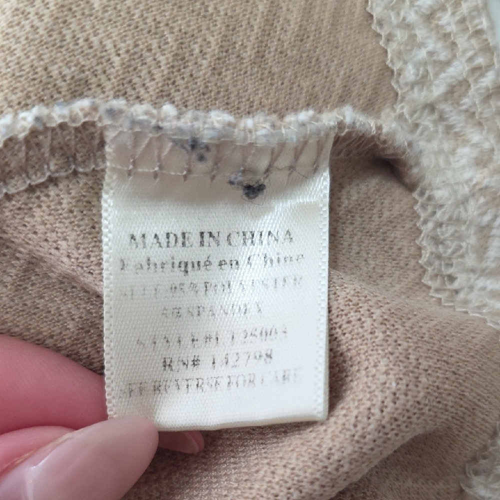 Chevron Waffle Knit Puff Sleeve Thermal Top Beige Womens Medium Boho Cottagecore - Picture 6 of 7